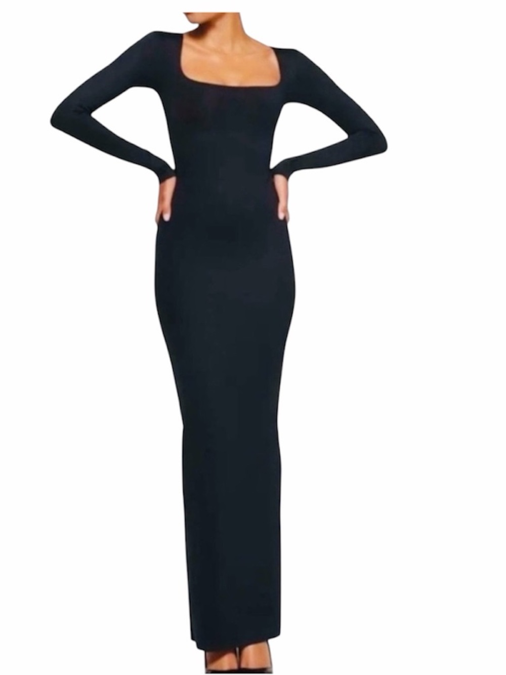 SKIMS Soft Lounge Long Sleeve Ruched Scoop Neck Maxi Dress Onyx 2X - Picture 4 of 11